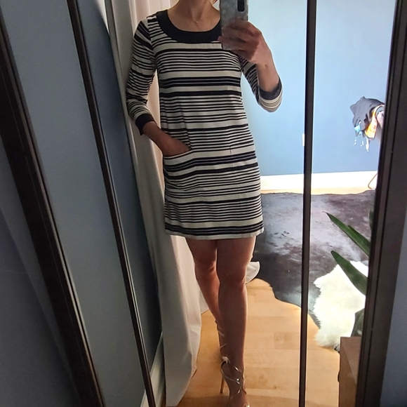 J Crew Navy Stripe Shift Dress - Picture 2 of 6